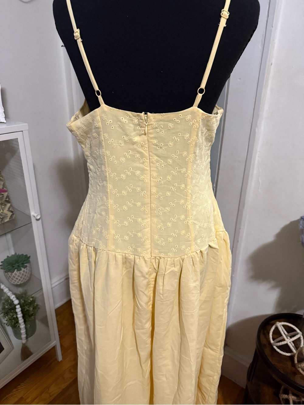 wild fable Pale Yellow Eyelet Midi Dress - Picture 4 of 4